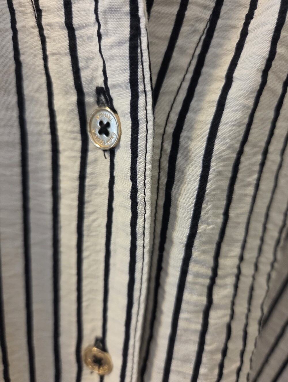 Michael Kors Striped Button Down Blouse Shirt White Black - Picture 4 of 6